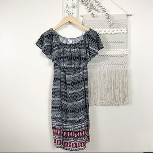 beachlunchlounge Off Shoulder Boho Print Dress